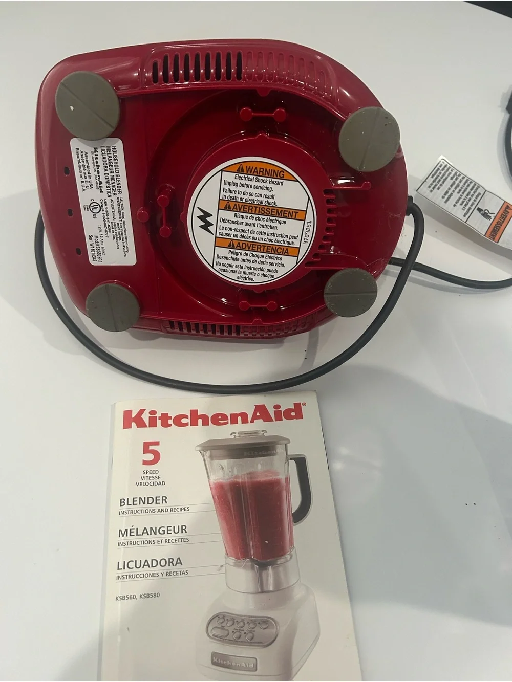 KitchenAid Red and Silver Countertop Blender with Clear Pitcher